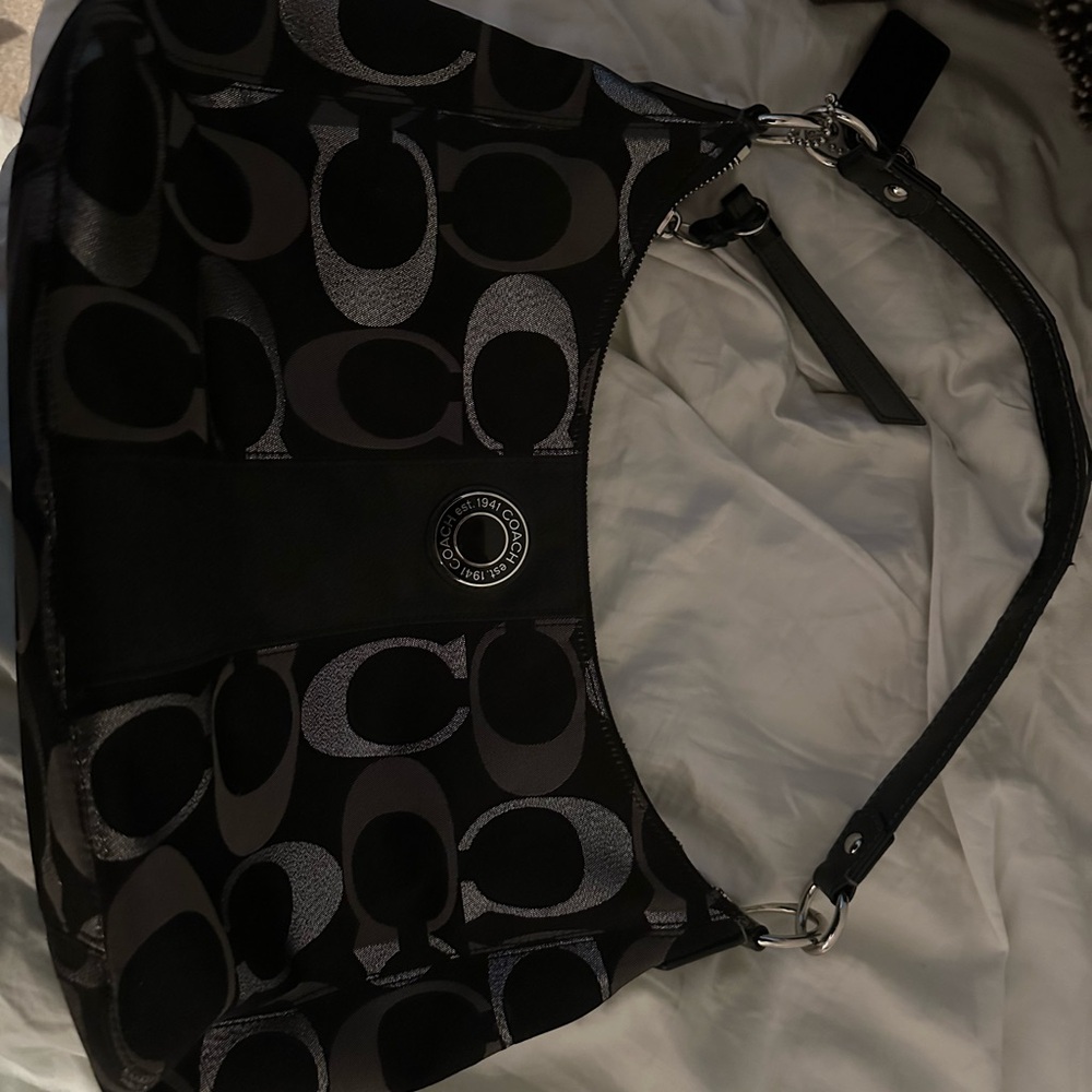 Coach Signature Metallic Stripe Hobo bag as
